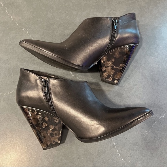 42 Gold sz 10 Koral black leather pointy toe heeled boots - Picture 9 of 16